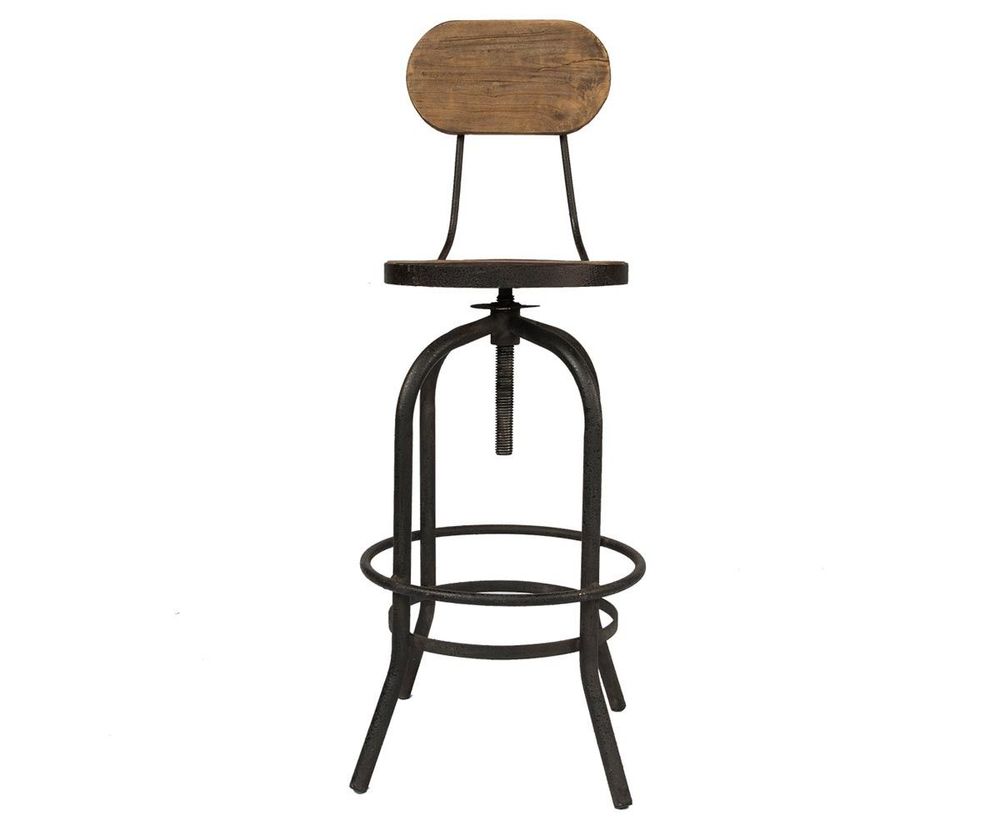 Stools - Bar stool III, wood and metal, adjustable seat, industrial design - JP2B DECORATION