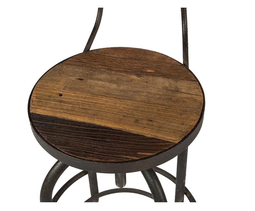 Stools - Bar stool III, wood and metal, adjustable seat, industrial design - JP2B DECORATION