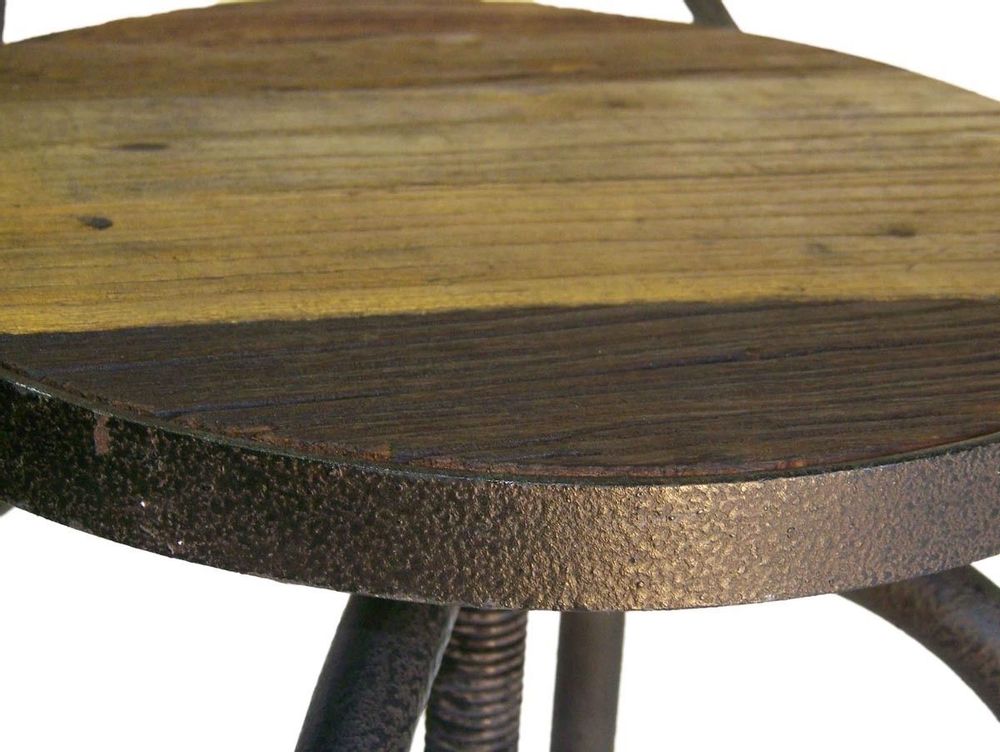 Stools - Bar stool III, wood and metal, adjustable seat, industrial design - JP2B DECORATION