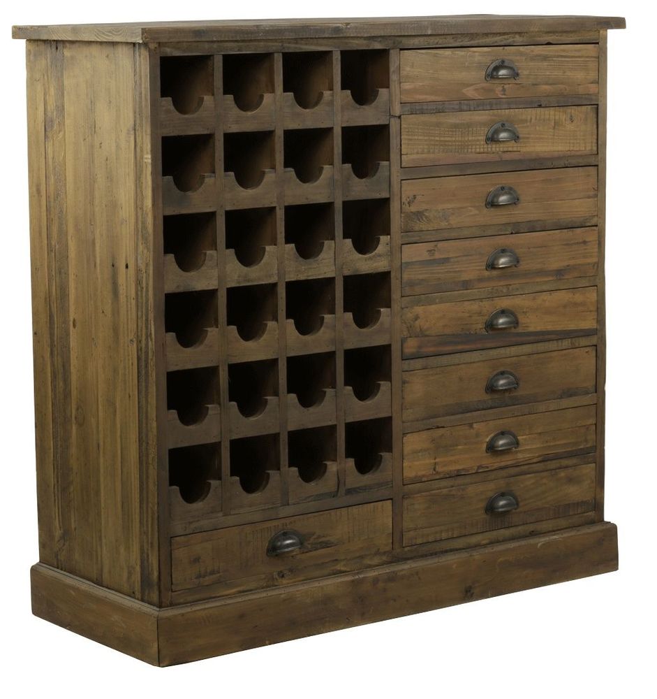 Sideboards - Vintage industrial buffet base in recycled wood, 110 cm, 9 drawers - JP2B DECORATION