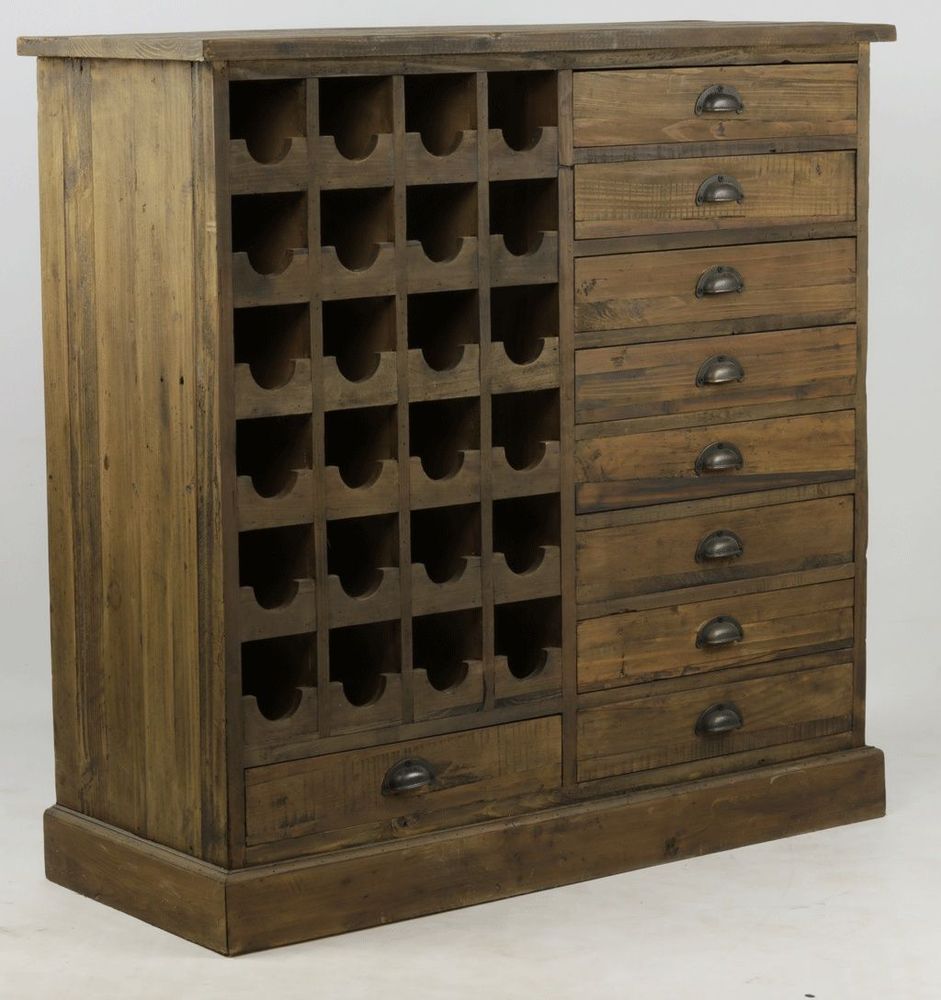 Sideboards - Vintage industrial buffet base in recycled wood, 110 cm, 9 drawers - JP2B DECORATION