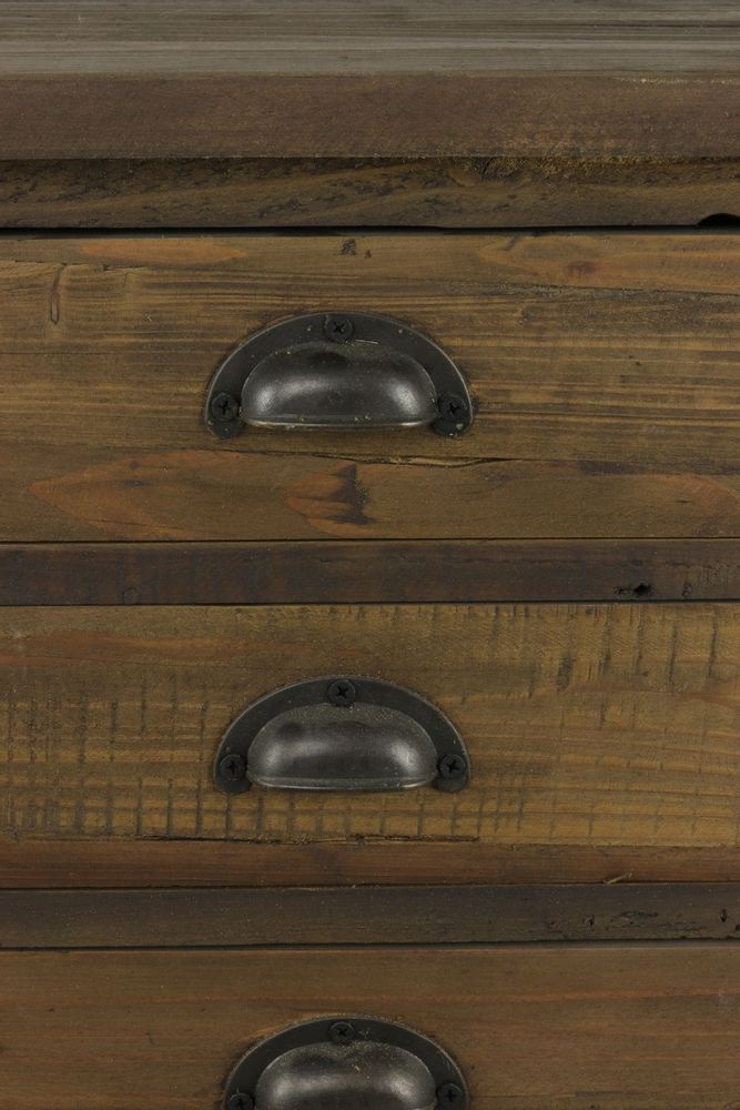 Sideboards - Vintage industrial buffet base in recycled wood, 110 cm, 9 drawers - JP2B DECORATION
