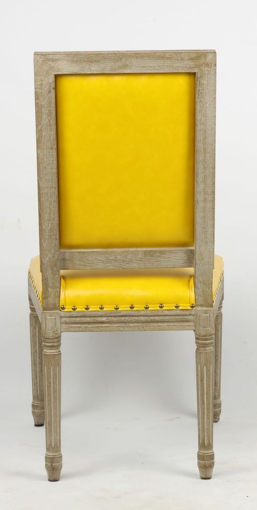 Chaises - Chaise de table Louis XVI, style vintage, 100 cm, finition jaune vieilli - JP2B DECORATION