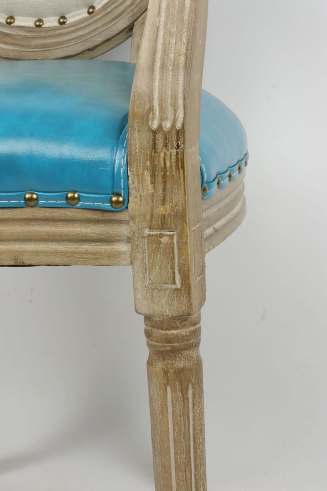 Chaises - Fauteuil bleu Biche, style vintage, assise confortable, 96 cm - JP2B DECORATION