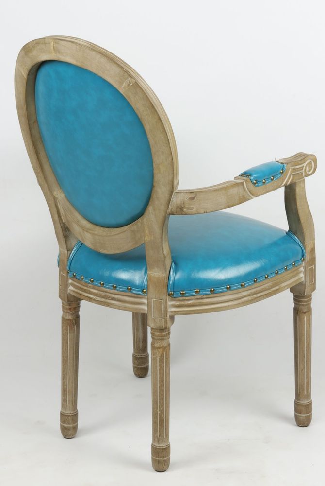Chaises - Fauteuil bleu Biche, style vintage, assise confortable, 96 cm - JP2B DECORATION
