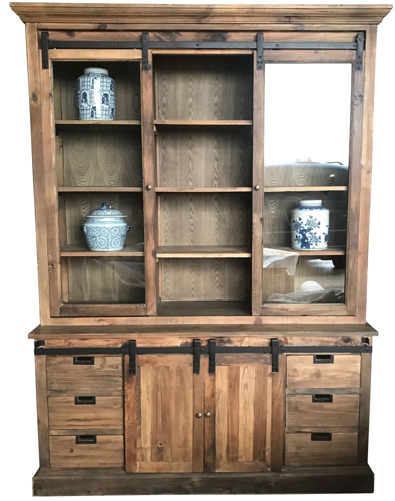 Bookshelves - Industrial vintage cabinet in recycled wood, 230 cm - JP2B DECORATION