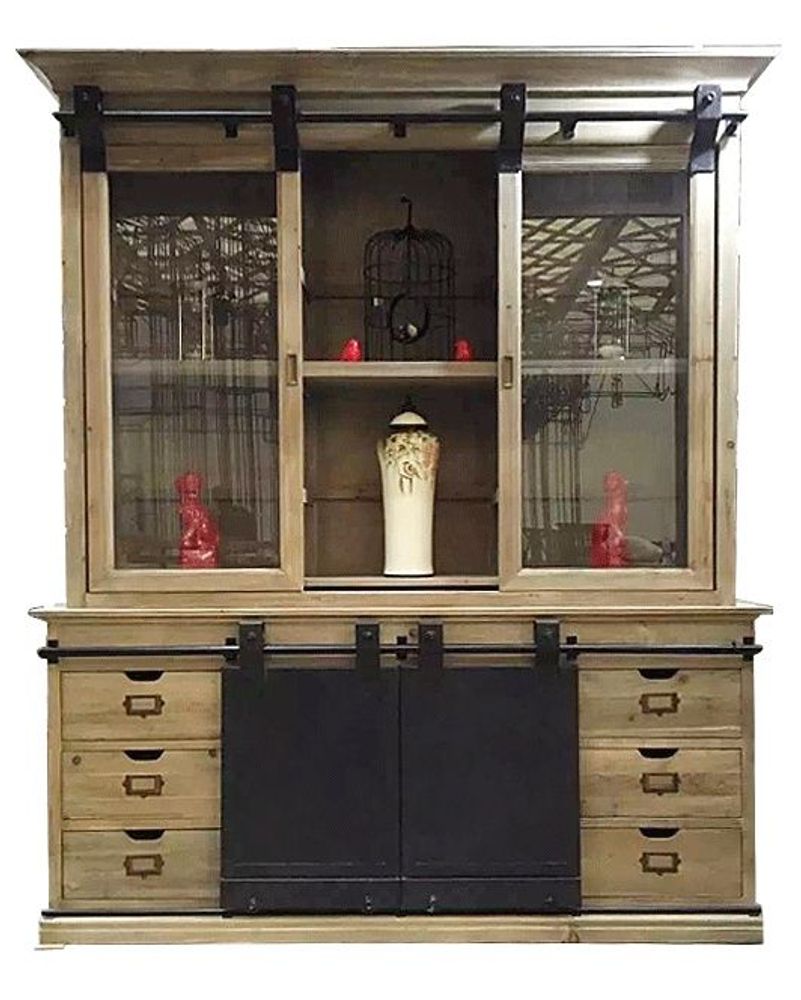 Bookshelves - Industrial cabinet in metal and recycled wood, 235 cm - JP2B DECORATION