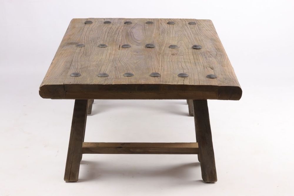 Tables basses - Table à café Tréteaux en bois recyclé, 110 cm, style industriel vintage - JP2B DECORATION