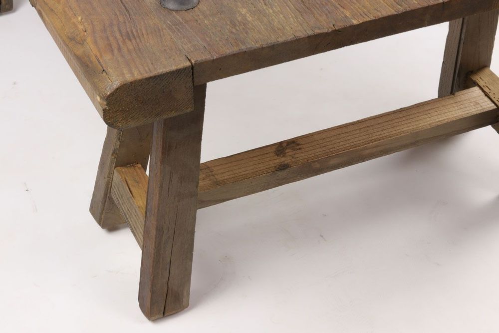 Tables basses - Table à café Tréteaux en bois recyclé, 110 cm, style industriel vintage - JP2B DECORATION