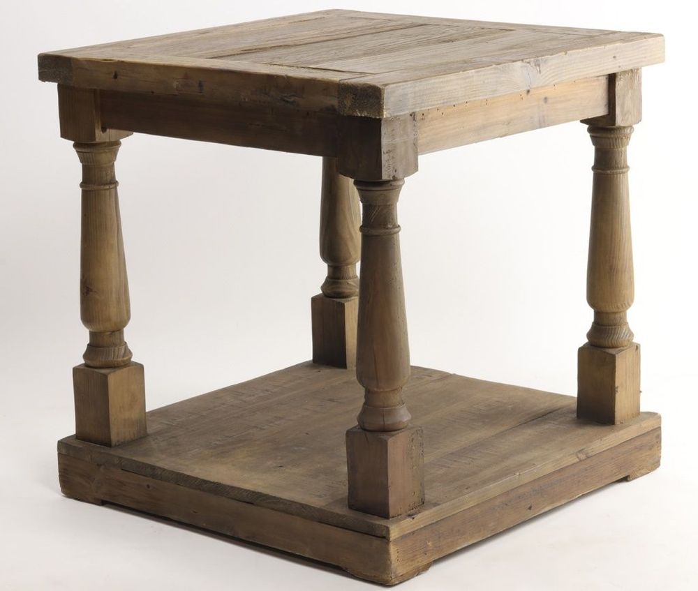 Other tables - Recycled wood end table, 60 cm, vintage style - JP2B DECORATION