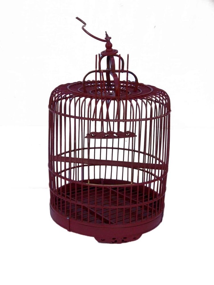 Objets de décoration - Cage à oiseau décorative en bambou, design vintage, rouge - JP2B DECORATION