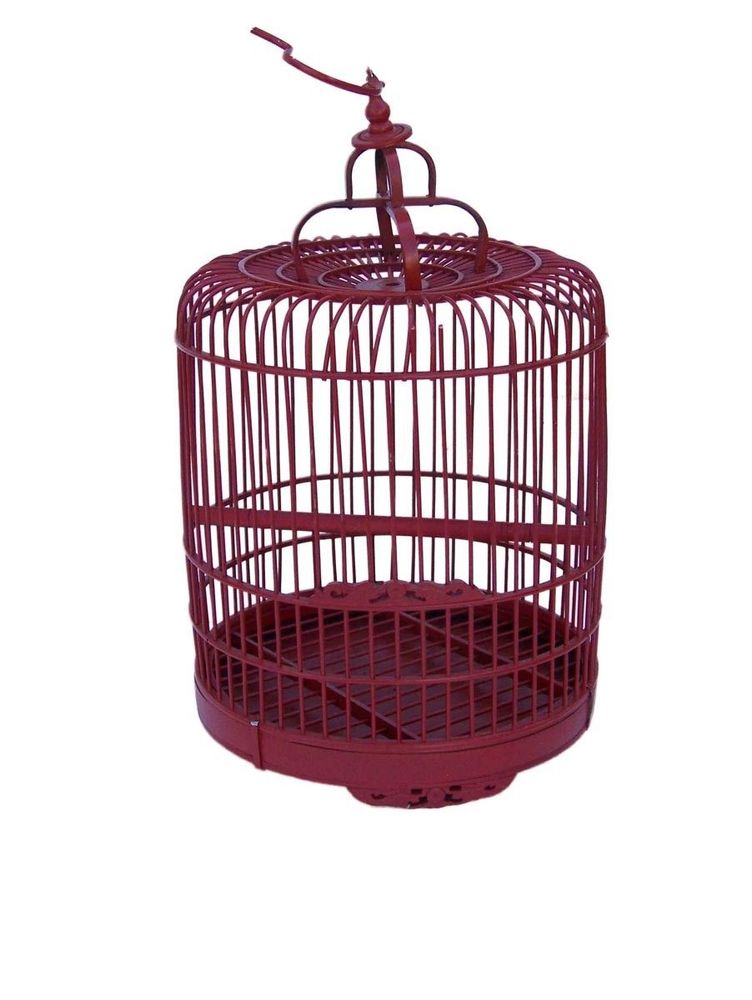 Objets de décoration - Cage à oiseau décorative en bambou, design vintage, rouge - JP2B DECORATION