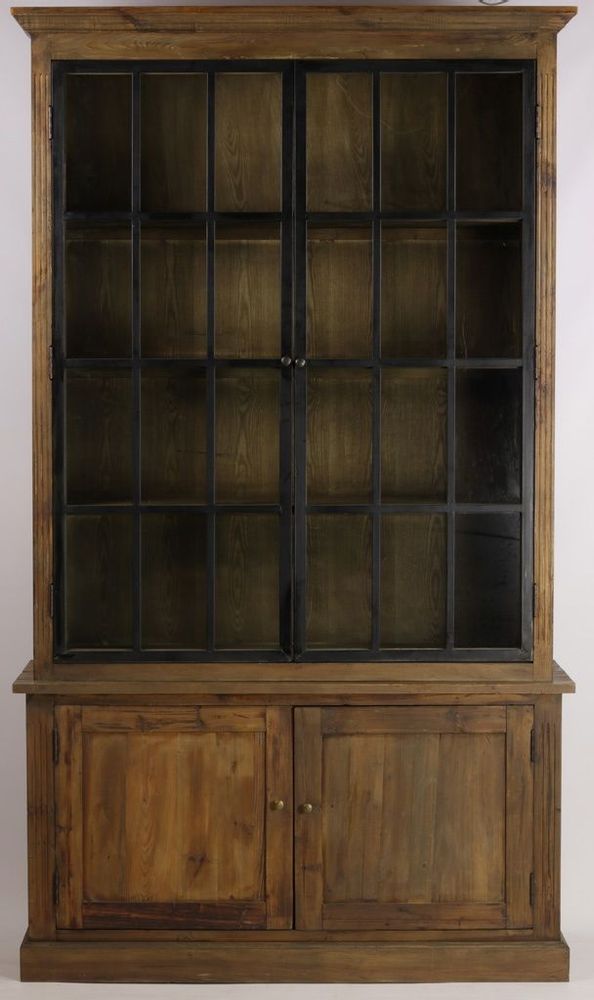 Bookshelves - Industrial two-part sideboard in recycled wood and metal, 245 cm, 4 shelves - JP2B DECORATION