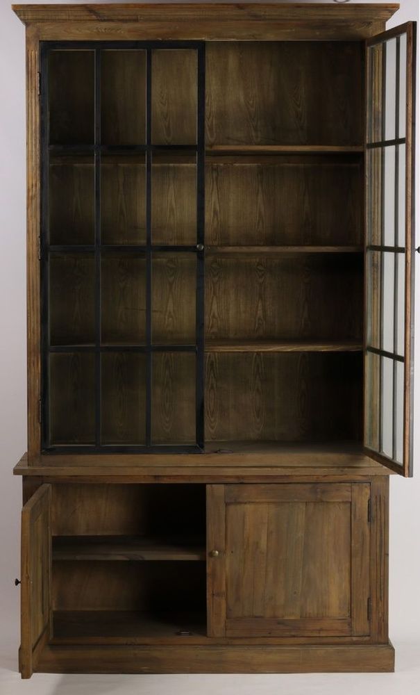 Bookshelves - Industrial two-part sideboard in recycled wood and metal, 245 cm, 4 shelves - JP2B DECORATION