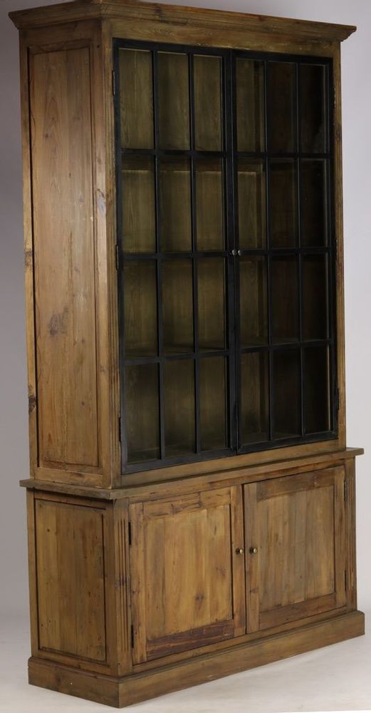Bookshelves - Industrial two-part sideboard in recycled wood and metal, 245 cm, 4 shelves - JP2B DECORATION