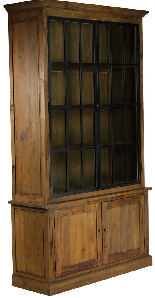 Bookshelves - Industrial two-part sideboard in recycled wood and metal, 245 cm, 4 shelves - JP2B DECORATION
