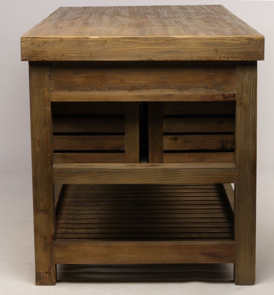 Buffets - Îlot central Gary en bois recyclé, 183 cm, 16 tiroirs, style industriel - JP2B DECORATION