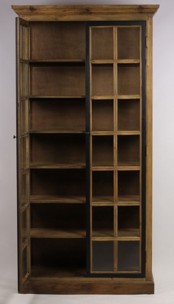 Wardrobe - Alaska industrial wardrobe, 2 glass doors, wood and metal, 220 cm - JP2B DECORATION