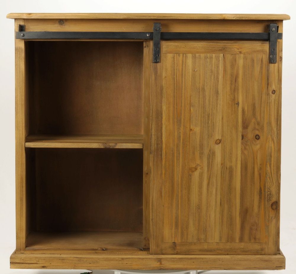 Buffets - Meuble d'appui Oakland bois recyclé, porte coulissante et tiroirs - JP2B DECORATION