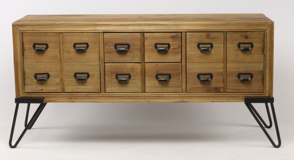 Chests of drawers - Factory chest iron and wood, 12 drawers industrial style - JP2B DECORATION