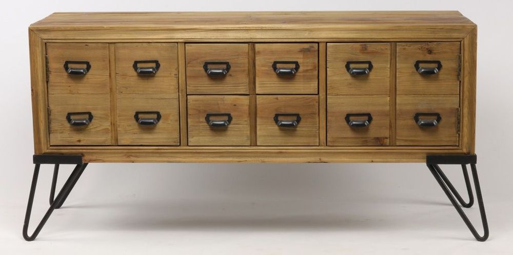 Chests of drawers - Factory chest iron and wood, 12 drawers industrial style - JP2B DECORATION