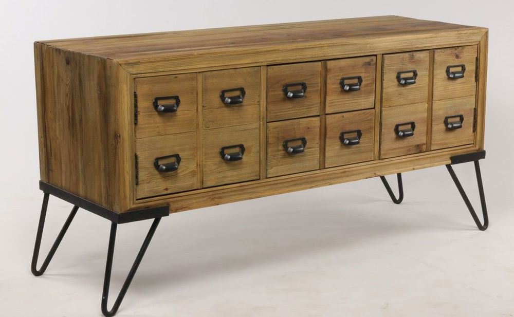 Chests of drawers - Factory chest iron and wood, 12 drawers industrial style - JP2B DECORATION