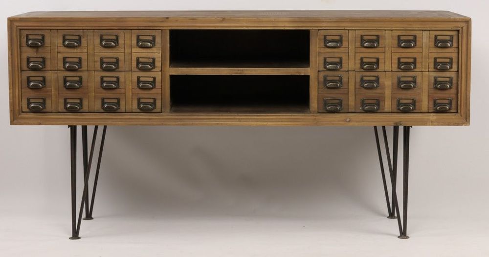 Buffets - Enfilade Milwaukee fer et bois, porte coulissante et tiroirs - JP2B DECORATION