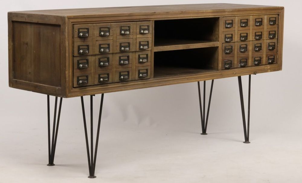 Buffets - Enfilade Milwaukee fer et bois, porte coulissante et tiroirs - JP2B DECORATION