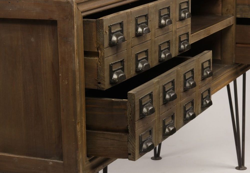 Buffets - Enfilade Milwaukee fer et bois, porte coulissante et tiroirs - JP2B DECORATION