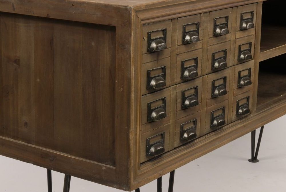 Buffets - Enfilade Milwaukee fer et bois, porte coulissante et tiroirs - JP2B DECORATION