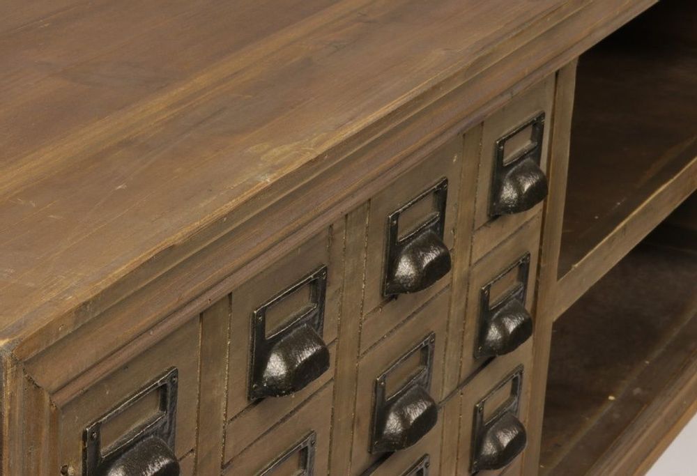 Buffets - Enfilade Milwaukee fer et bois, porte coulissante et tiroirs - JP2B DECORATION