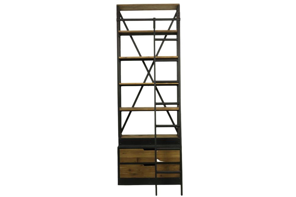 Etagères - Étagère industrielle, 6 étagères, bois vieilli et métal, 243 cm - JP2B DECORATION