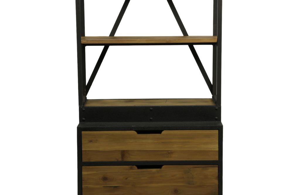 Etagères - Étagère industrielle, 6 étagères, bois vieilli et métal, 243 cm - JP2B DECORATION