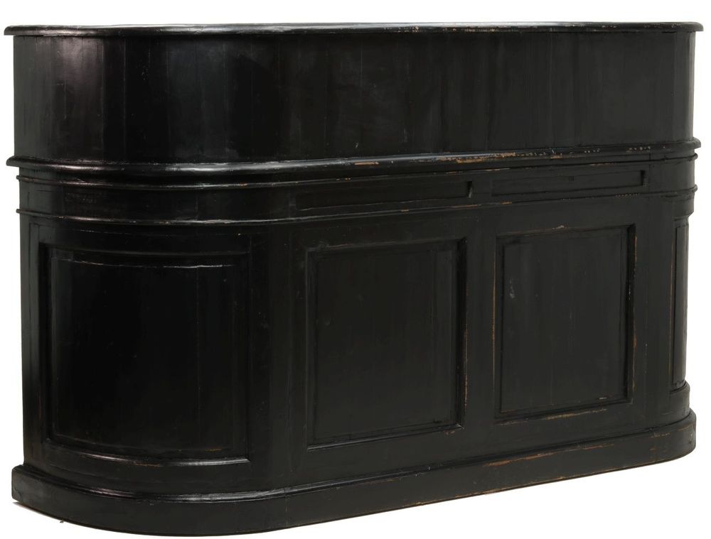 Buffets - Comptoir Manchester en pin, noir vintage, avec rangement bouteilles - JP2B DECORATION