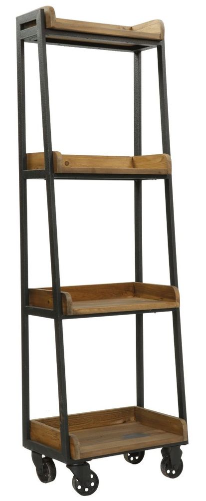 Shelves - Shelf / Display on wheels, recycled wood and iron, 4 shelves - JP2B DECORATION