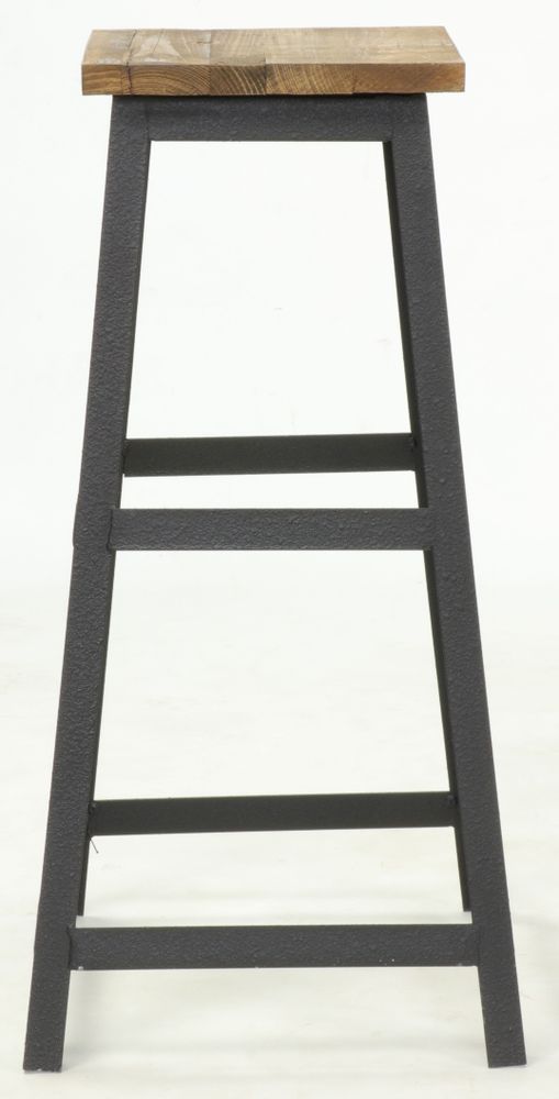 Stools - Industrial high stool recycled wood and iron, 70 cm - JP2B DECORATION