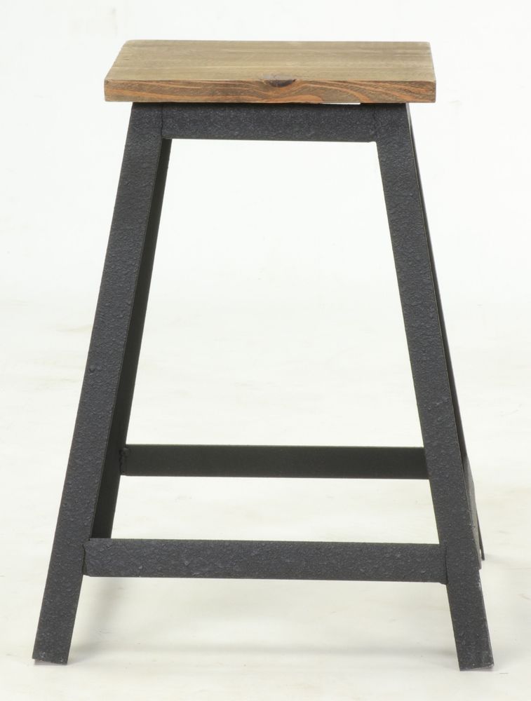 Tabourets - Tabouret industriel bois recyclé et fer, 47 cm - JP2B DECORATION