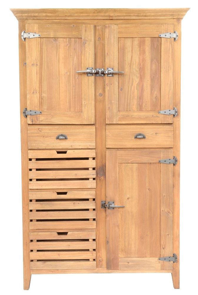 Wardrobe - Fridge-style cabinet recycled wood, 5 drawers, vintage design - JP2B DECORATION
