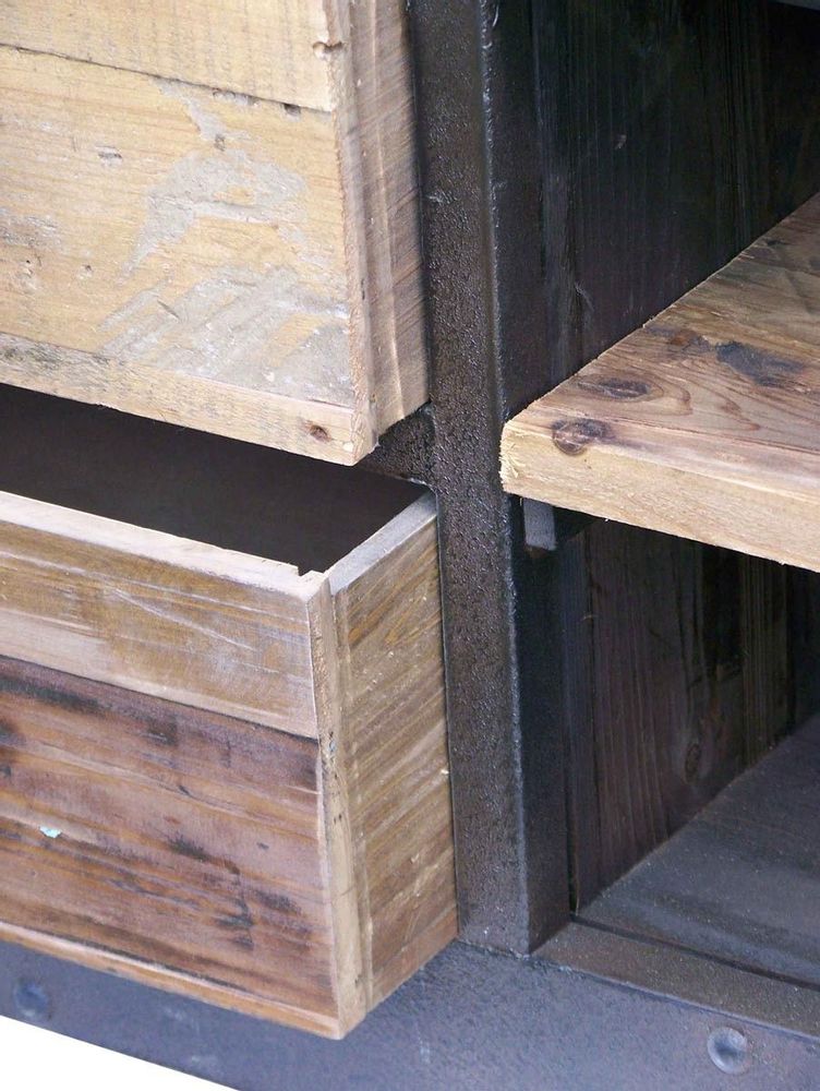 Etagères - Grande étagère industrielle, 7 étagères, bois vieilli et métal - JP2B DECORATION
