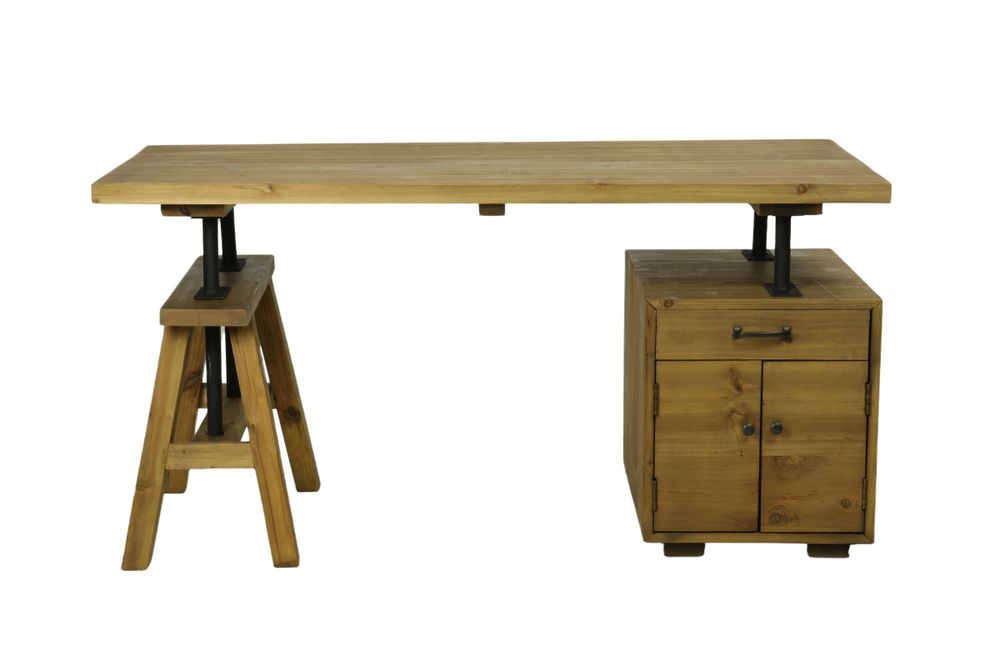 Desks - Industrial desk wood and metal, loft design with shelves - JP2B DECORATION