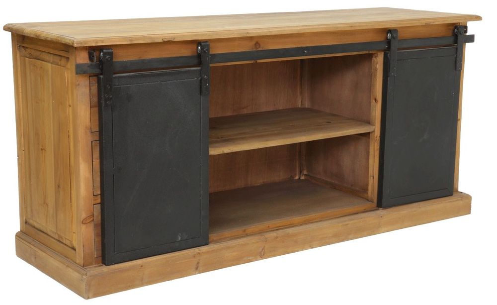 Buffets - Cabinet industriel bois et métal, 6 tiroirs, design robuste - JP2B DECORATION