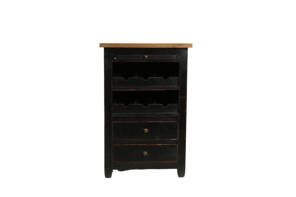 Buffets - Meuble sommier à bouteilles, 5 tiroirs, bois de pin, noir - JP2B DECORATION