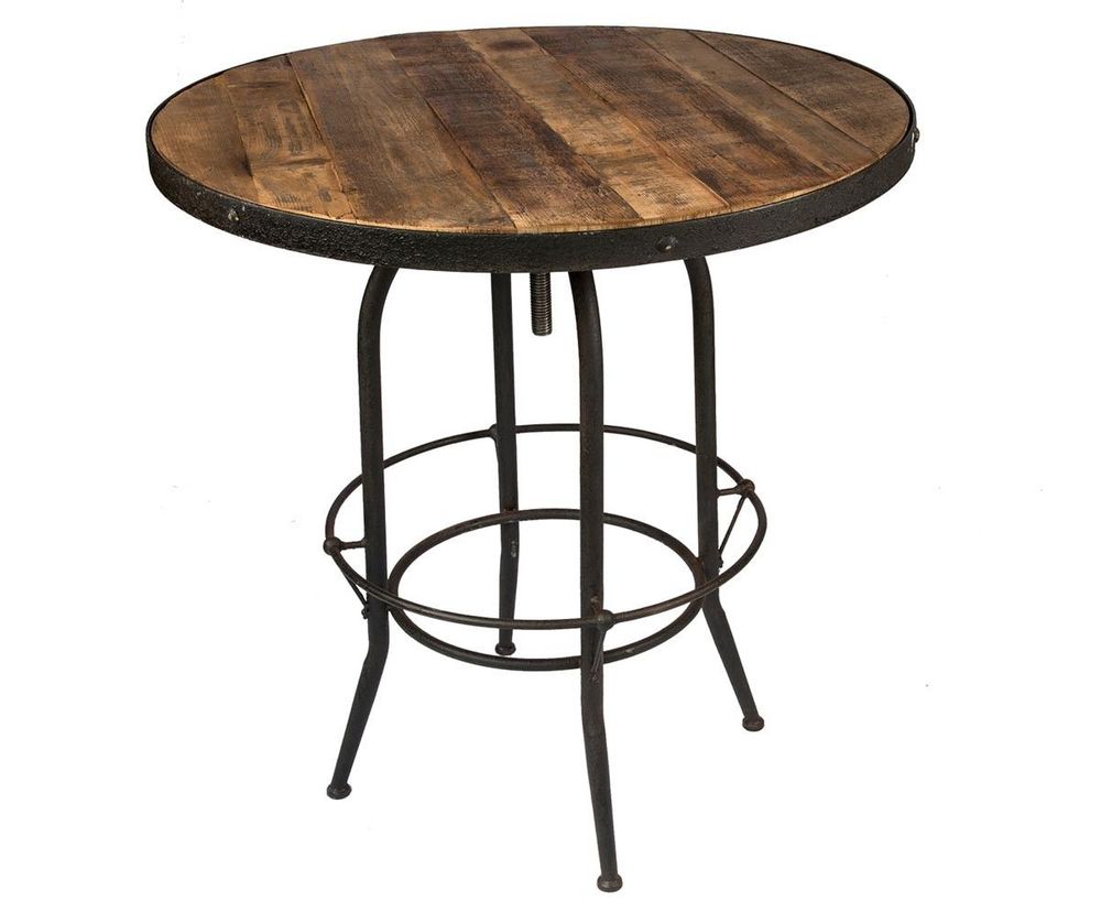 Dining Tables - High bar table, wood and metal, adjustable top, industrial design - JP2B DECORATION