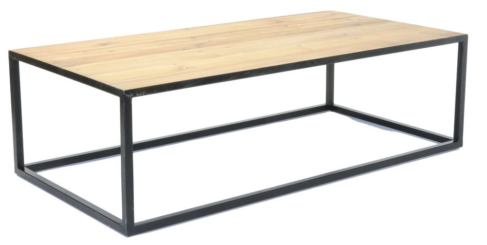 Coffee tables - Industrial coffee table wood and metal, vintage design 125 cm - JP2B DECORATION
