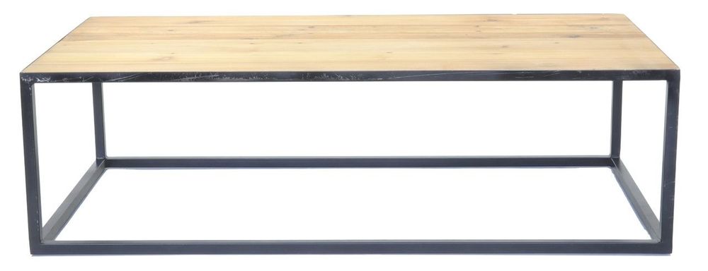 Coffee tables - Industrial coffee table wood and metal, vintage design 125 cm - JP2B DECORATION