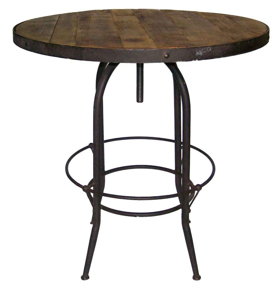 Dining Tables - High bar table, wood and metal, adjustable top, industrial design - JP2B DECORATION
