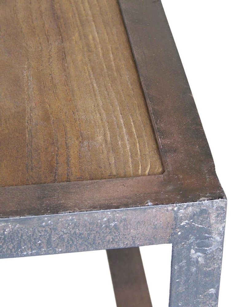 Coffee tables - Industrial coffee table, aged wood and black metal, 140 cm - JP2B DECORATION