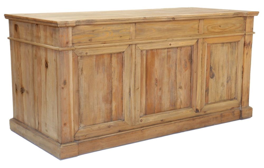 Bureaux - Bureau Américain en bois recyclé, 3 tiroirs, style vintage - JP2B DECORATION