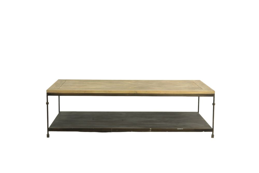 Tables basses - Table basse en bois recyclé et fer, 1 étagère, style industriel - JP2B DECORATION