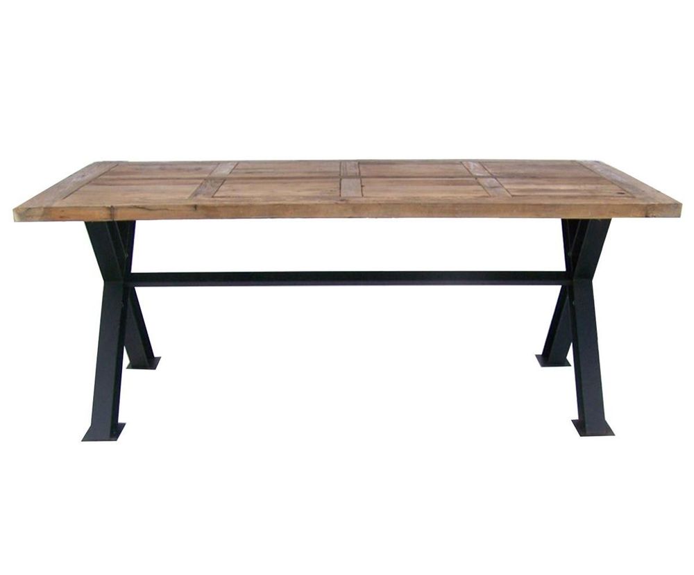 Tables Salle à Manger - Table de repas industrielle, bois recyclé et métal, 200 cm - JP2B DECORATION